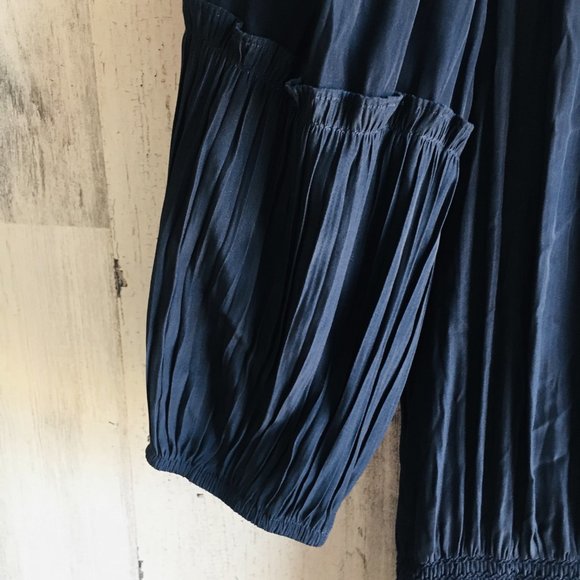 NWT Ramy Brook Smocked Mini Party Dress Blouson Navy Blue Elbow Sleeve XS - Picture 9 of 13